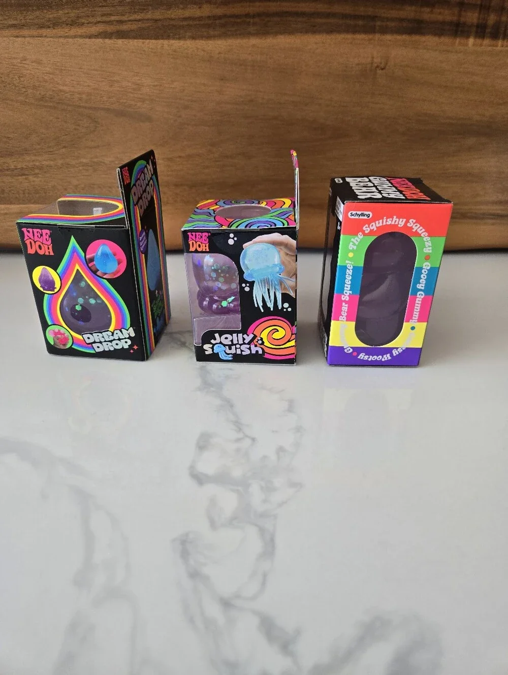 NIB Purple NeeDoh Fidget Toy Lot of 3 - Dream Drop, Jelly Squish & Gummy Bear